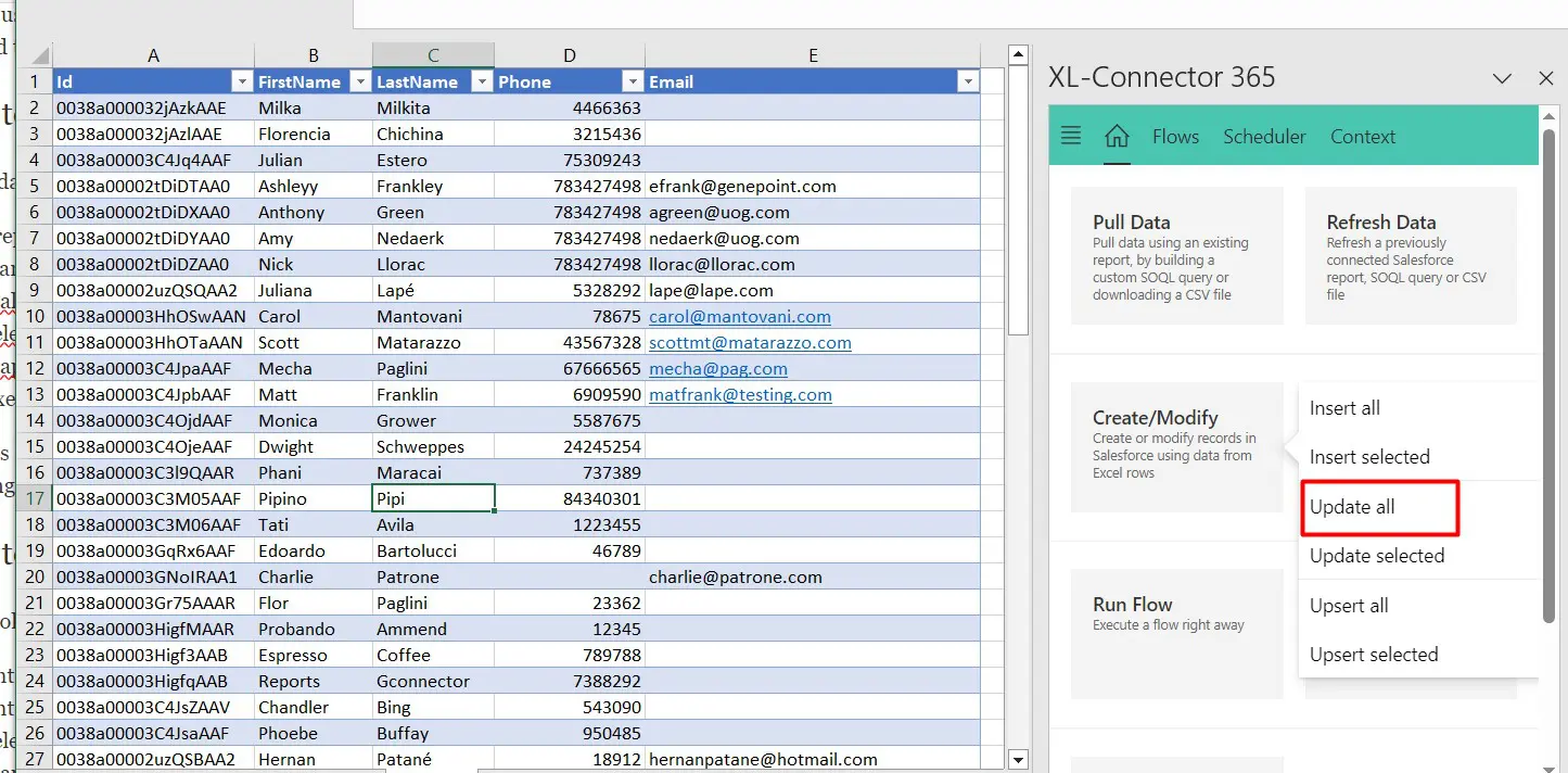 Mass update records in Salesforce from Excel