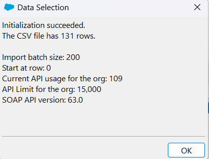 Review the settings and CSV details