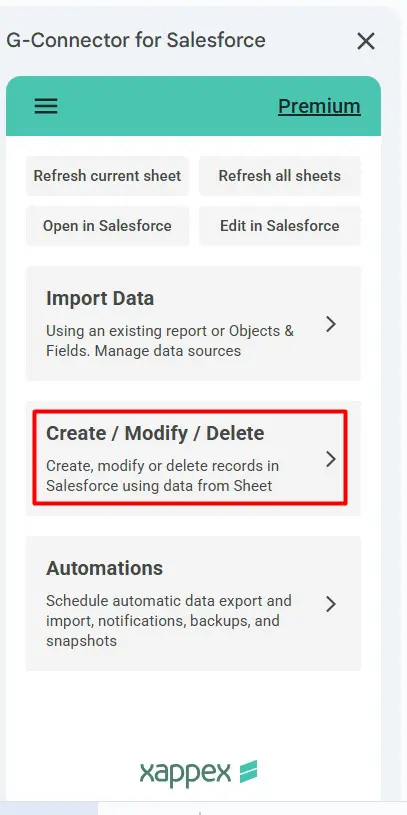 Create/Modify/Delete
