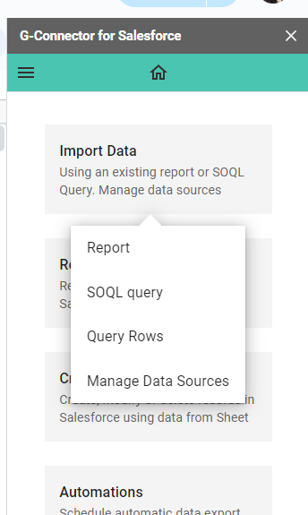 Import data from Salesforce with G-Connector