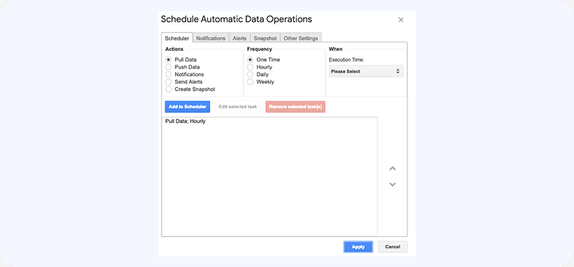 Schedule automatic operations