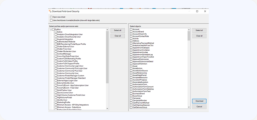 Download field-level security