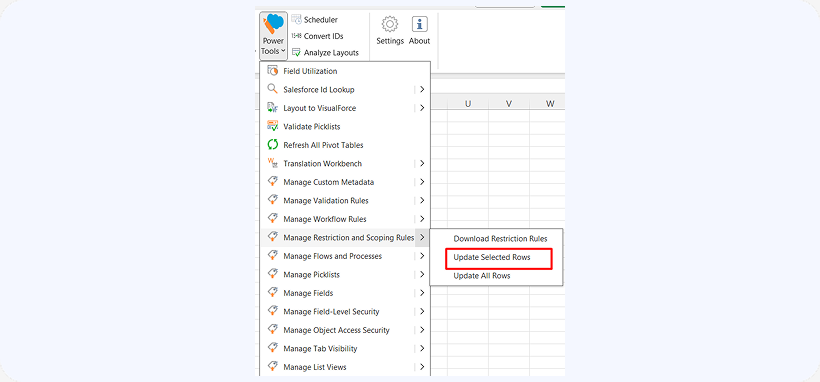 Update selected rows