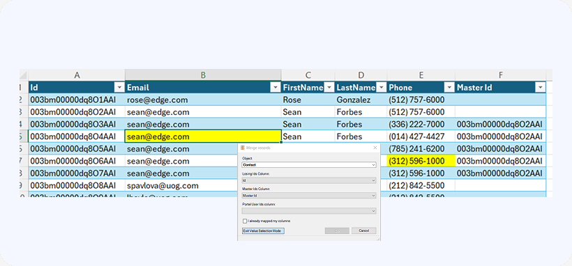 Select values to keep