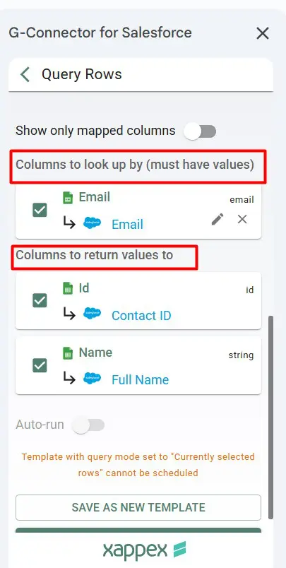 Look up column and return values column