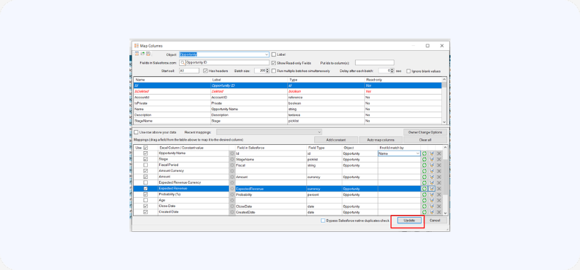 Click Update in dialog box