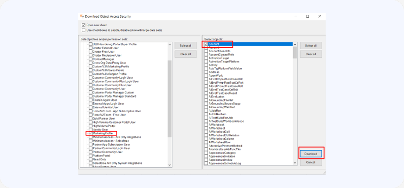 Download object access security