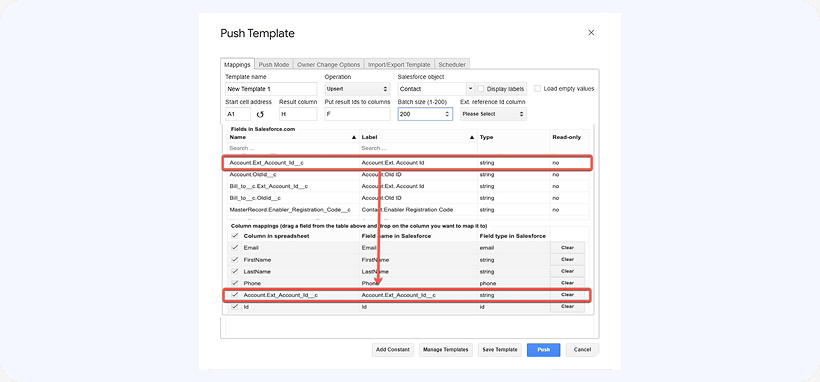 Map required external id