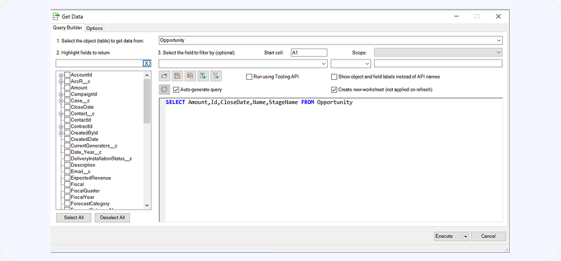 SOQL query in Get Data