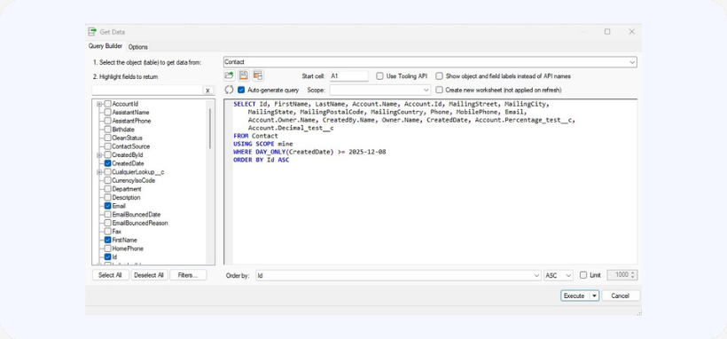 SOQL dialog box