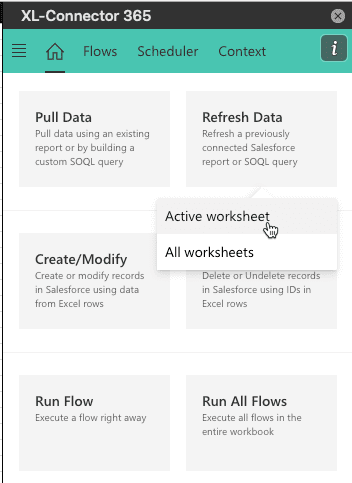 Salesforce plugin for Excel XL Connector 365 Worksheets