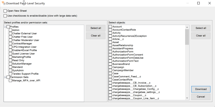 Download Field Level Security Settings in Salesforce