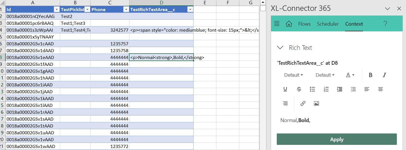 Mass update Salesforce Rich Text Fields from Excel