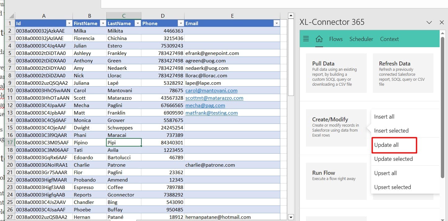 Mass update records in Salesforce from Excel 