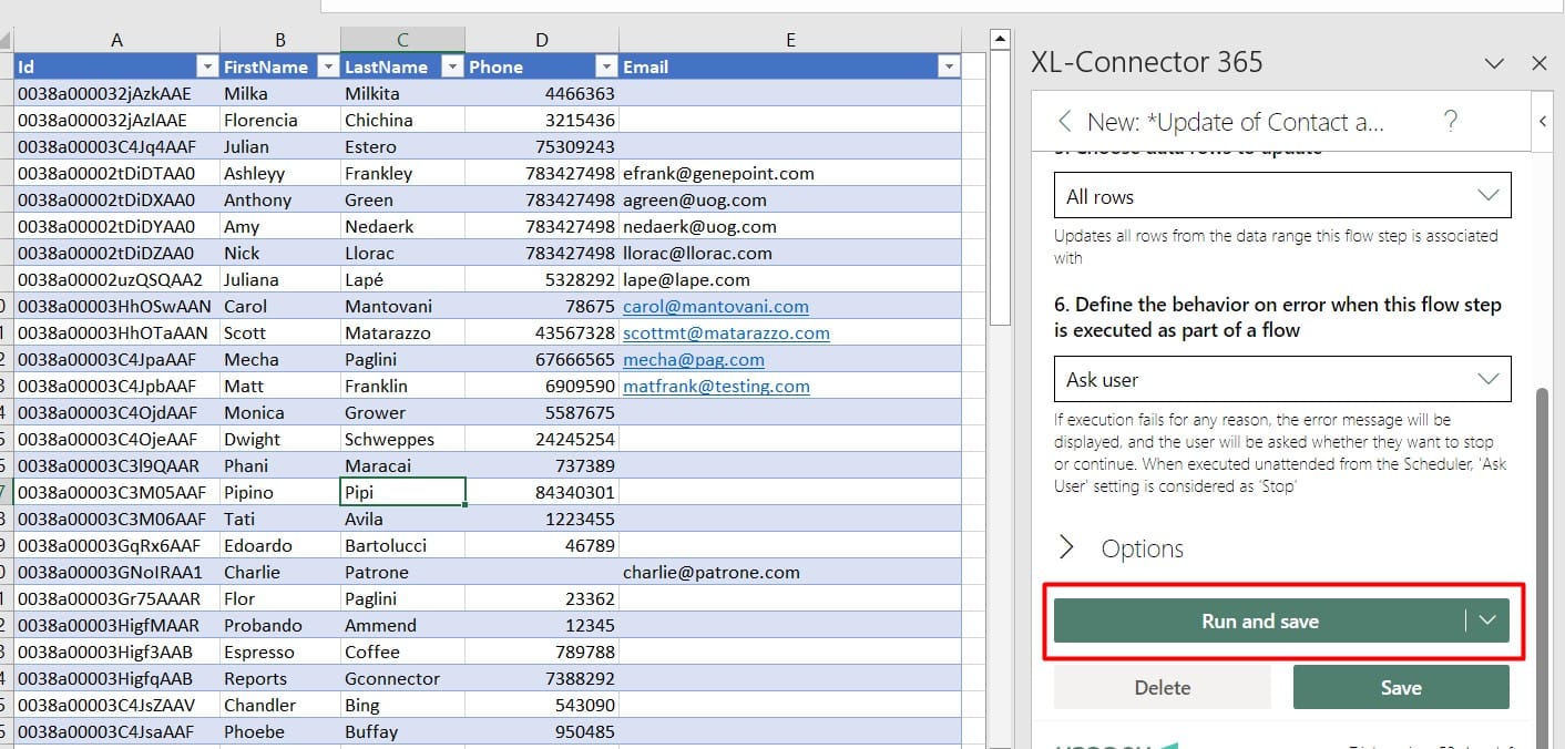 Run an Update in Excel