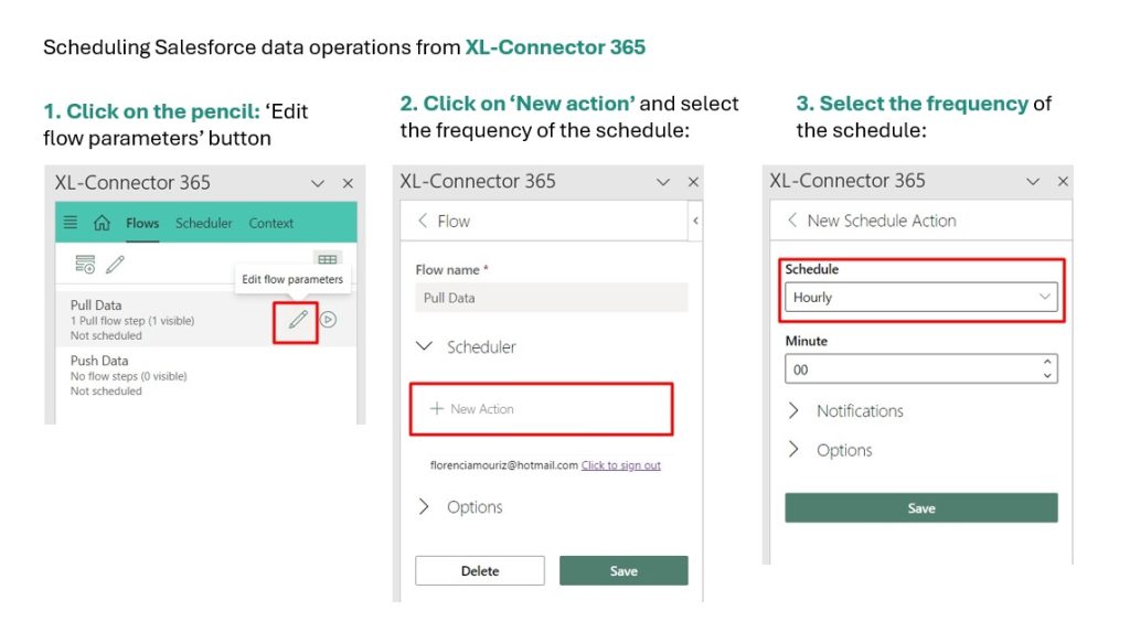 Salesforce data scheduling in XL-Connector 365