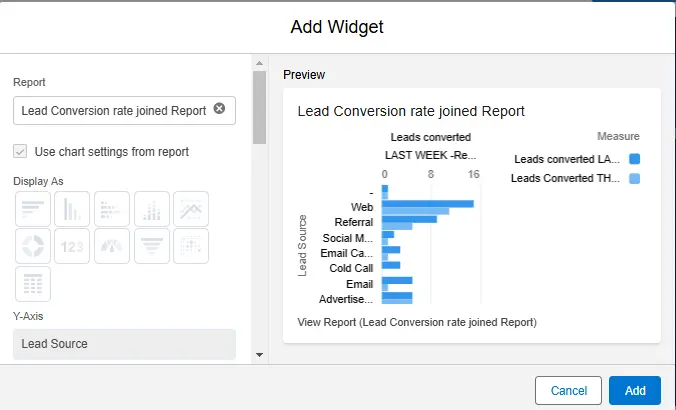 Add Report to dashboard in Salesforce