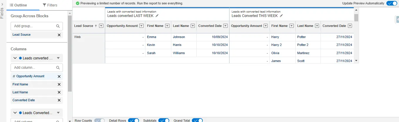 Create Joined Report in Salesforce