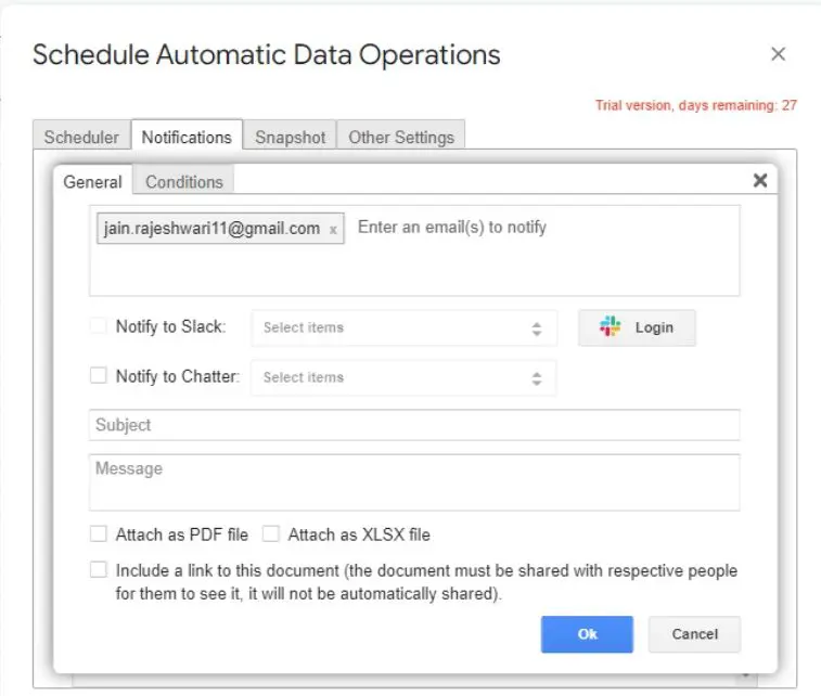 Notifications for Salesforce snapshot reports